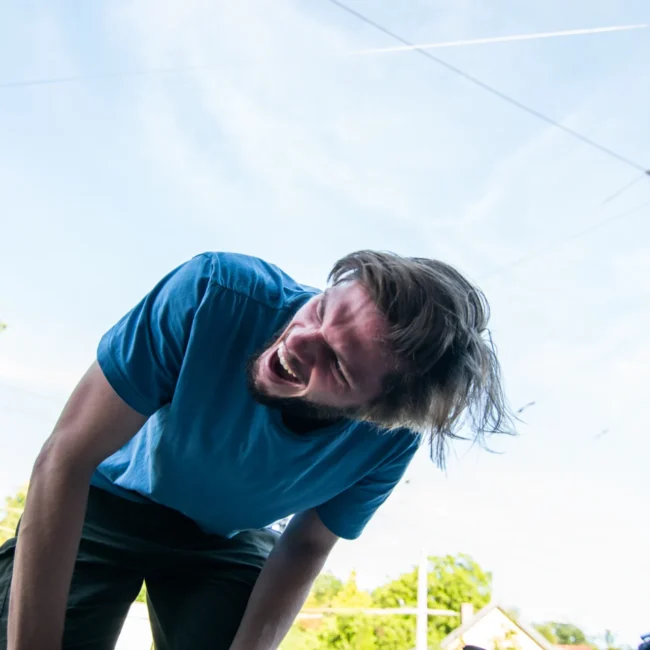 Holy Moly films director Hannes Kirschner having fun on the set of Fanzy Bikes shortfilm in Salzburg.